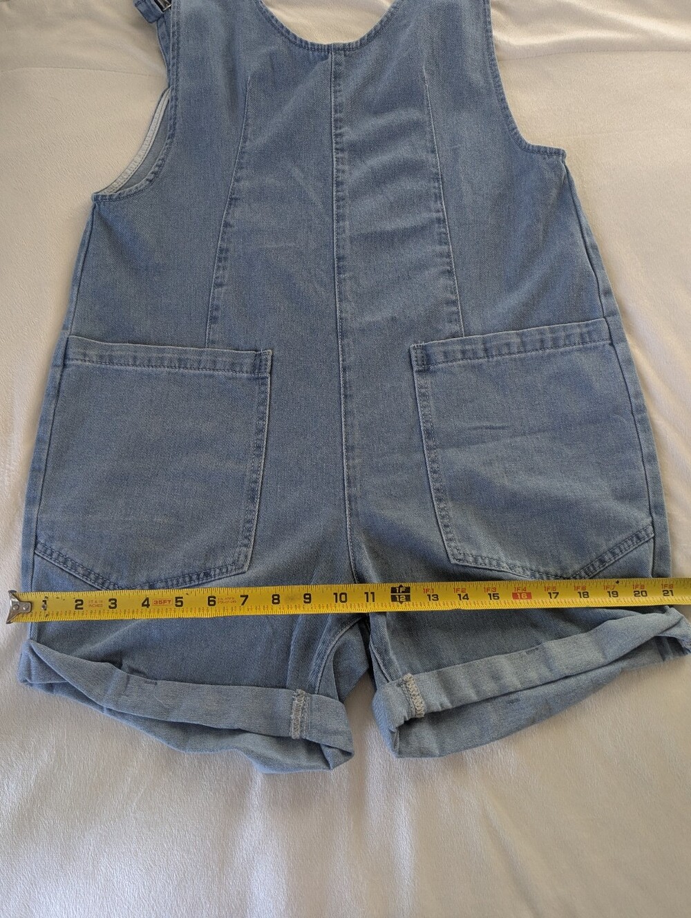 GLAMAKER NWOT Oversized V Neck Denim Jean Romper Short Overalls - Picture 8 of 10